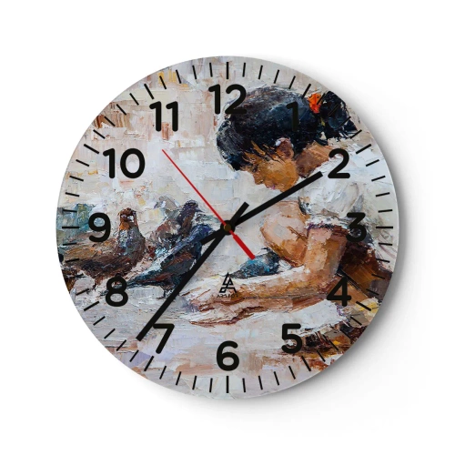 Wall clock - Clock on glass - The Little Ones - 30x30 cm