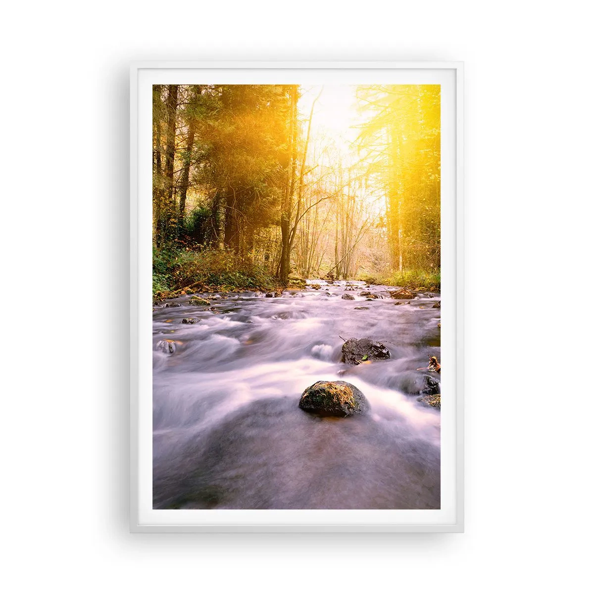 Poster in white frmae - Malachite in Silver and Gold Setting - 70x100 cm