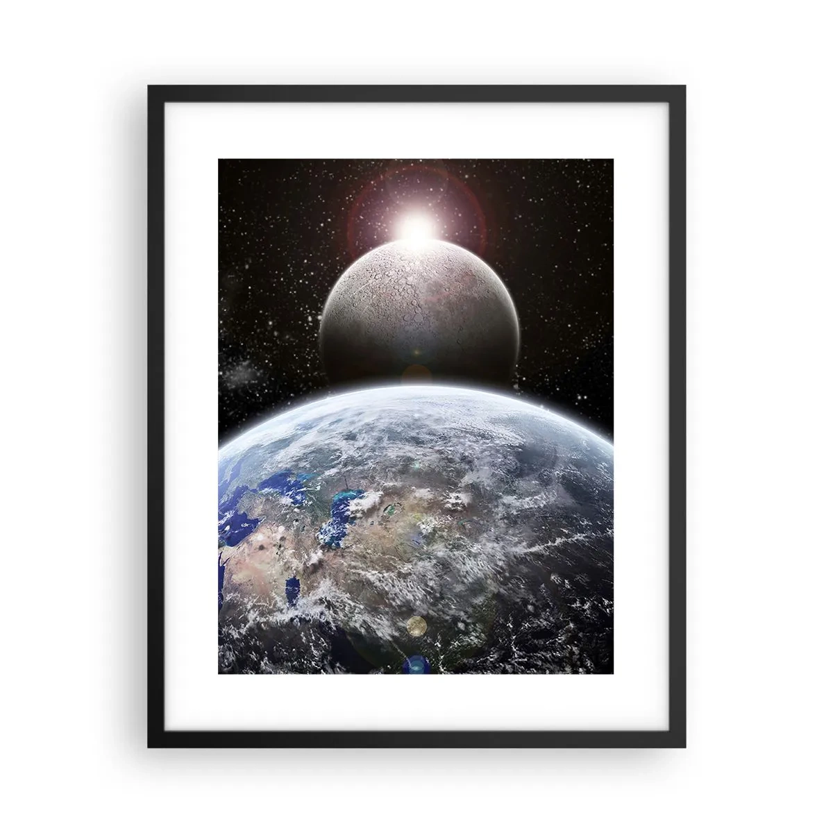 Poster in black frame - Space Landscape - Sunrise - 40x50 cm