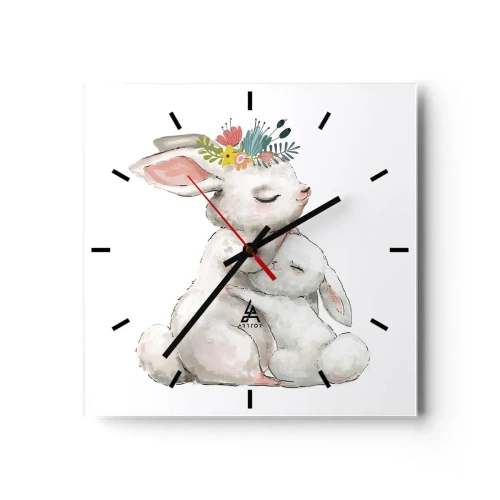 Wall clock - Clock on glass - There's No Place Like at Mum's - 30x30 cm