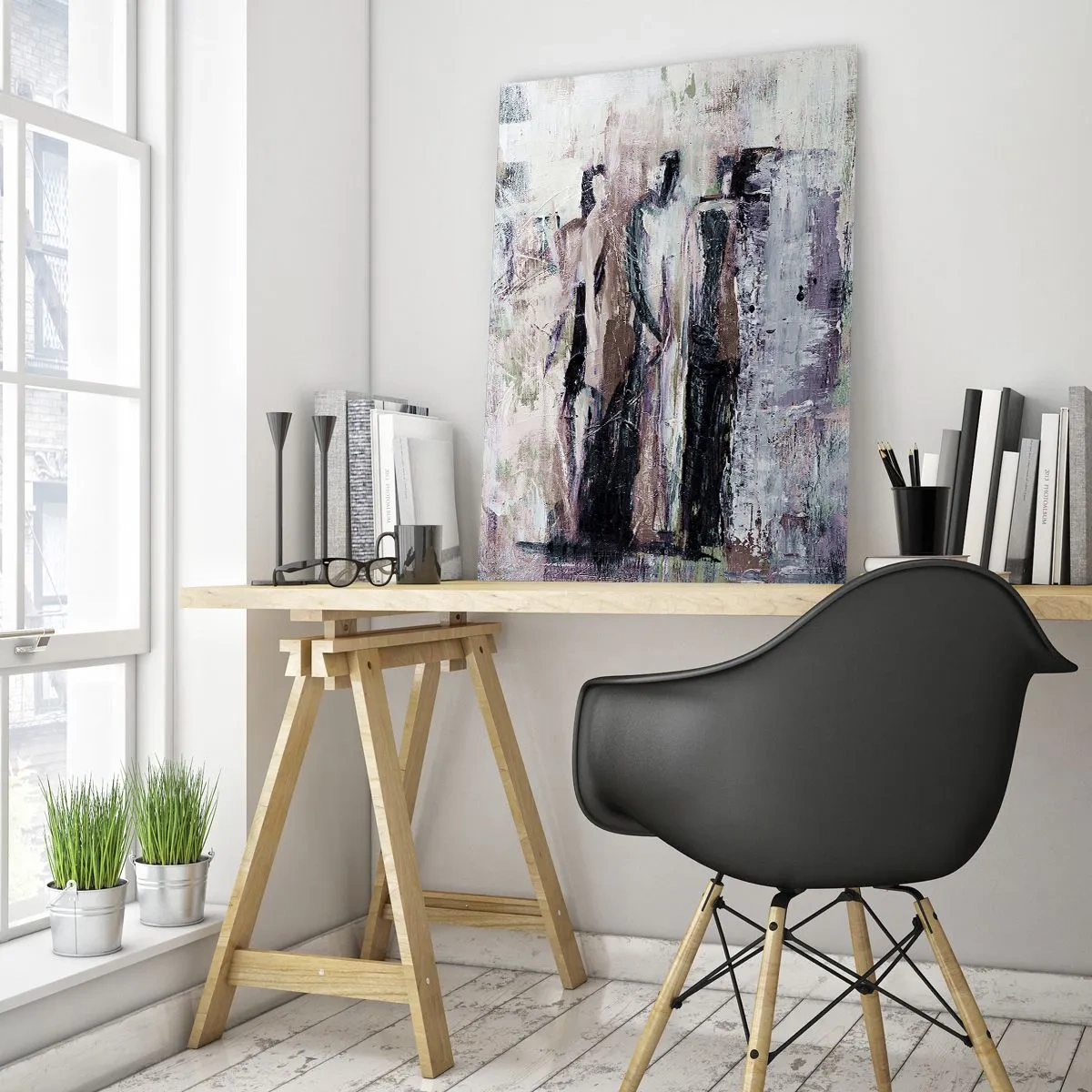 Glass picture - Mysterious Trio - 80x120 cm