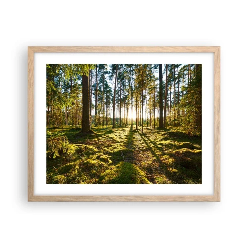 Poster in light oak frame - Deep in the Forest - 50x40 cm