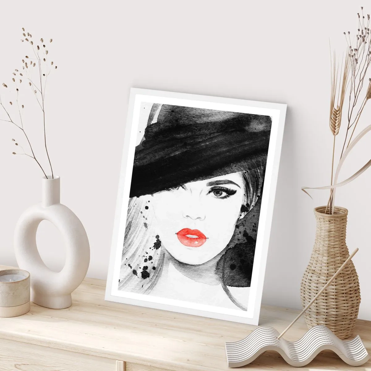Poster in white frmae - Lady in Black - 61x91 cm