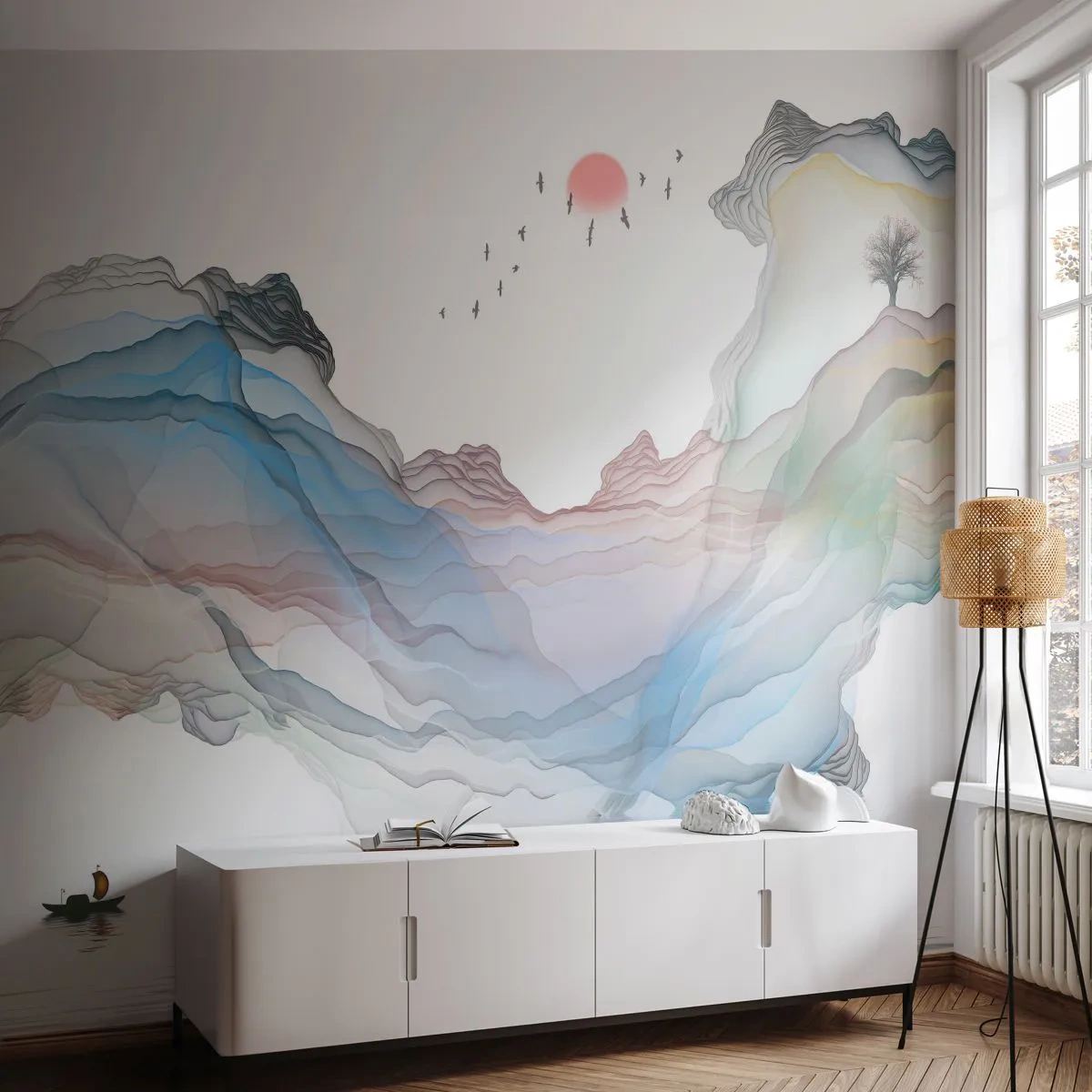 Photo Wallpaper Premium Canvas - Towards Crystal Mountains - Abstraction, Fantasy, Landscape - 450x315 cm