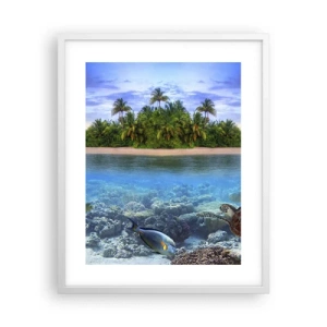 Poster in white frmae - Heavenly Island Invites You - 40x50 cm