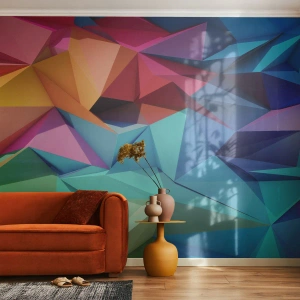 Photo Wallpaper Premium Canvas - Rainbow Origami - Abstraction, 3D, Graphics - 200x140 cm