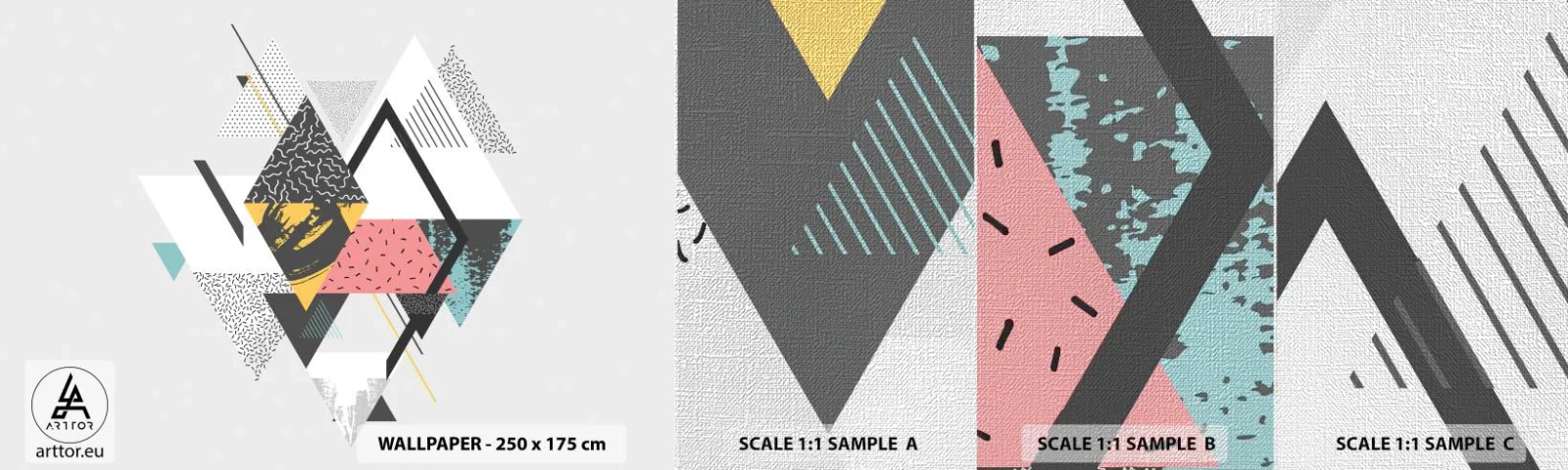 Photo Wallpaper Sample Premium Canvas - Variation for Triangle and Rhombus - Abstraction, Piece, Triangles - 100x30 cm