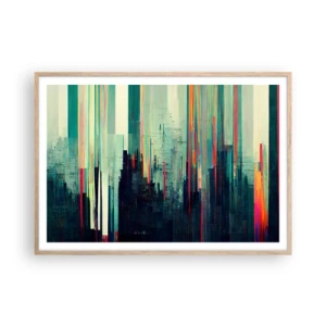 Poster in light oak frame - Futuristic City - 100x70 cm