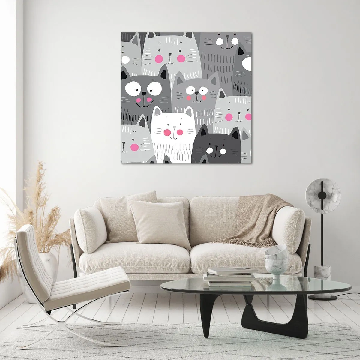 Glass picture - Cat's World - 40x40 cm