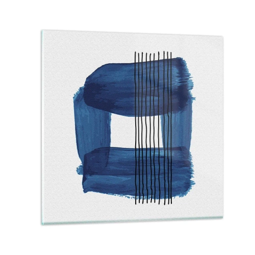 Glass picture - Blue and Black Composition - 40x40 cm