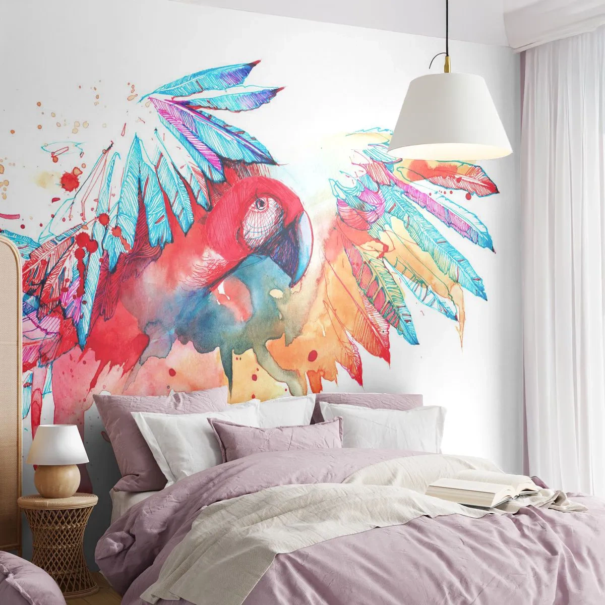 Photo Wallpaper Premium Sand - . - Parrot, Bird, Abstraction - 350x256 cm