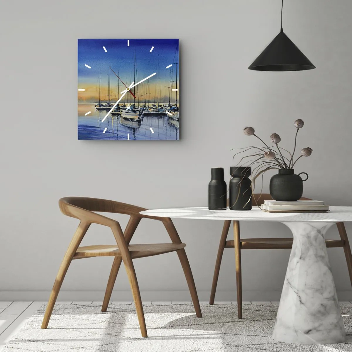 Wall clock - Clock on glass - The End of a Good Day - 40x40 cm