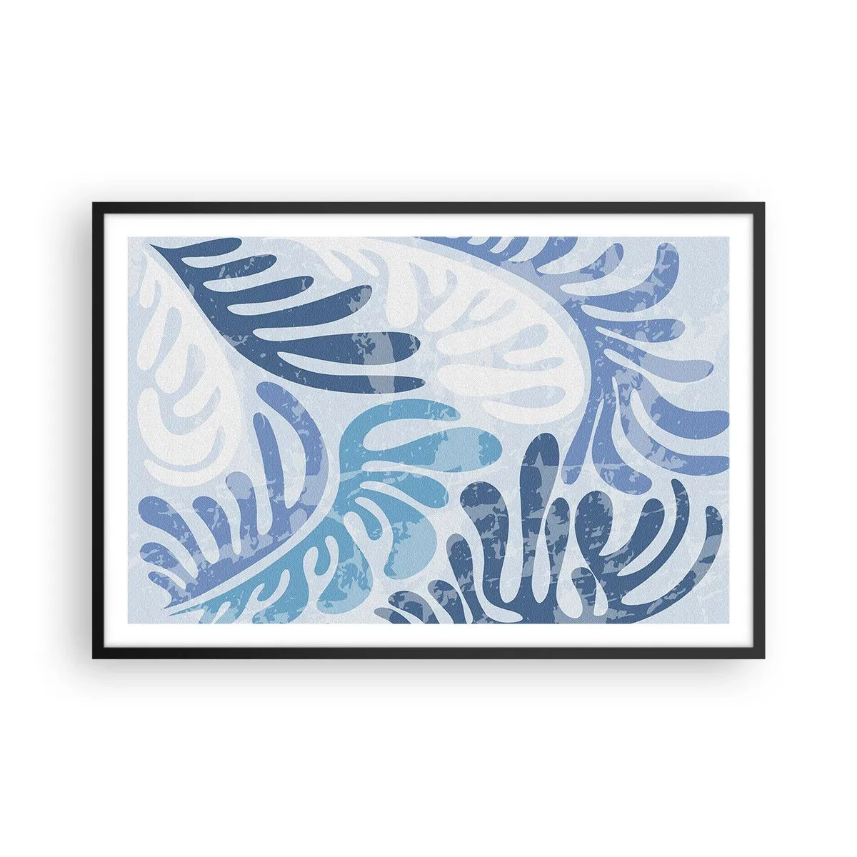 Poster in black frame - Blue Ferns - 91x61 cm