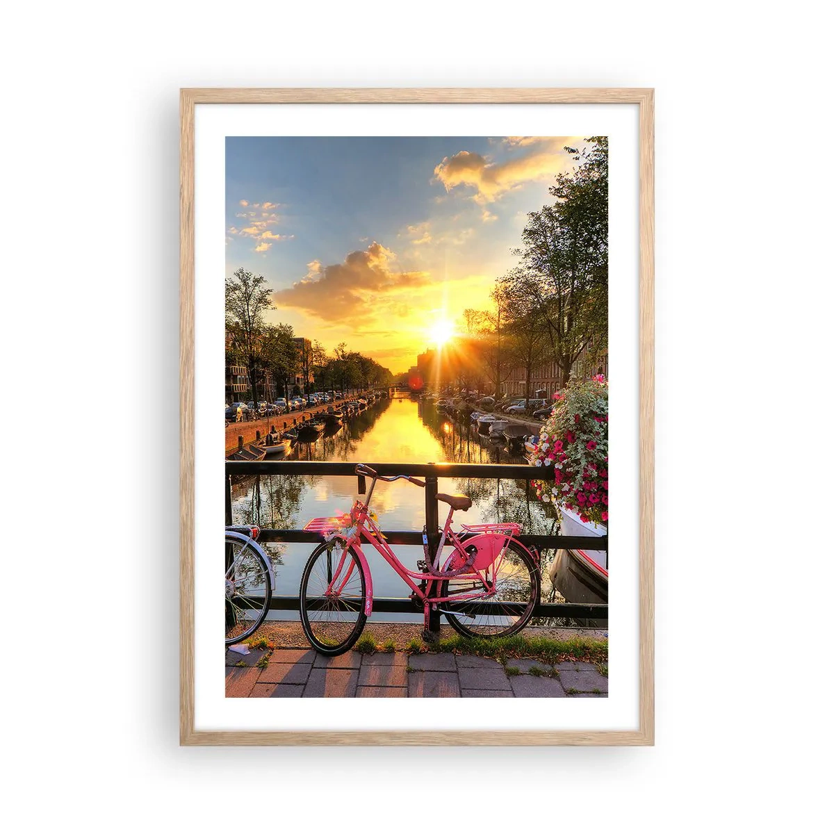 Poster in light oak frame - Spring Morning in Amsterdam - 50x70 cm
