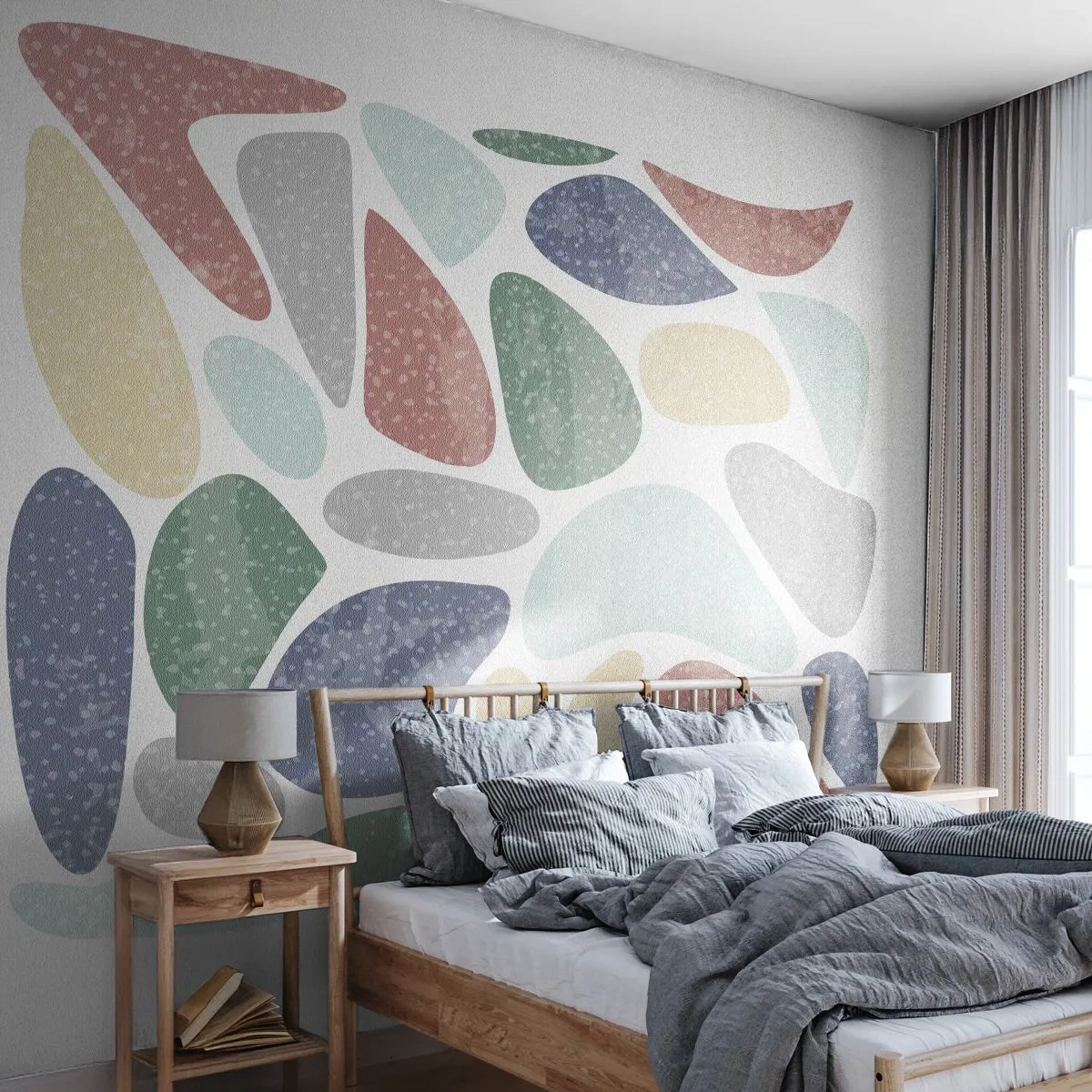 Custom Self-Adhesive Wallpaper Deluxe Sticker - Mosaic of Powdered Colours - Minimalism, Pastel, Boho