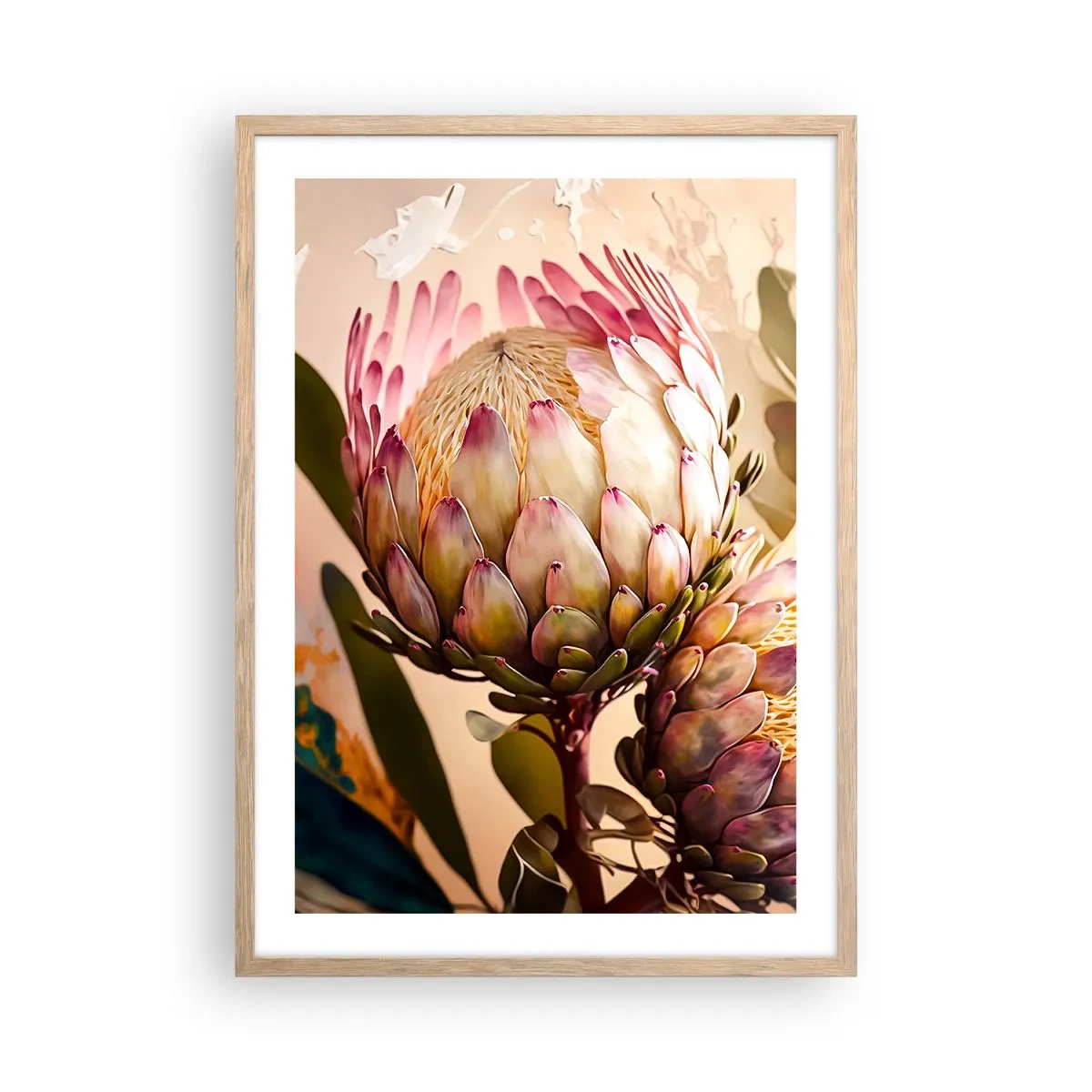 Poster in light oak frame - Tender Caress - 50x70 cm