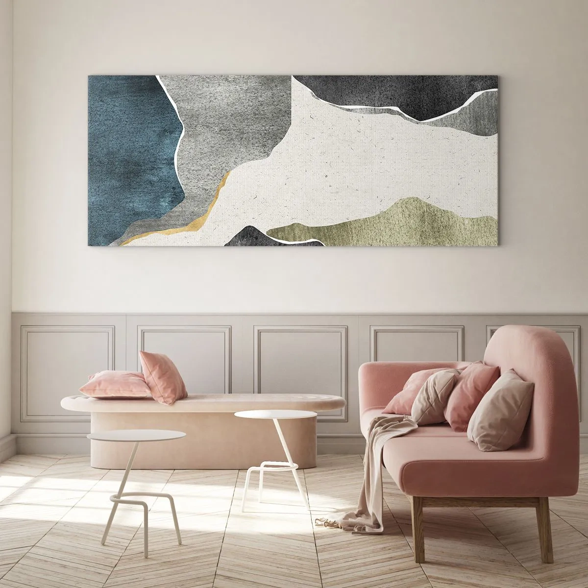 Glass picture - Mosaic Composition with a Gold Thread - 90x30 cm