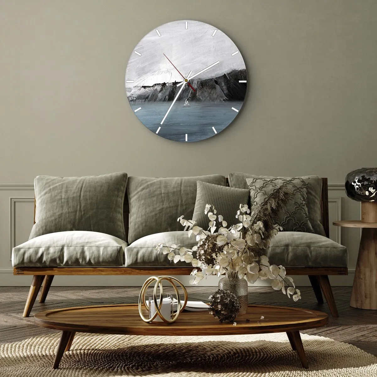 Wall clock - Clock on glass - Water-Earth: Clash of Elements - 40x40 cm