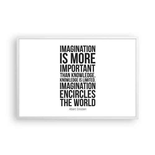 Poster in white frmae - Einstein about Power of Imagination - 91x61 cm