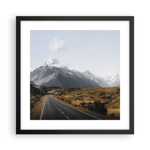 Poster in black frame - Road to the Heart of the Mountains - 40x40 cm