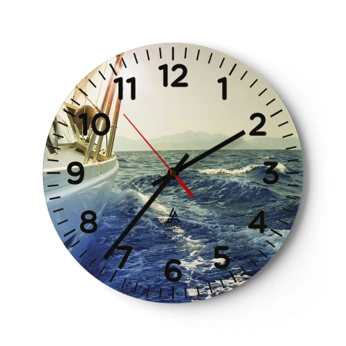 Wall clock - Clock on glass - In Search of Adventure - 30x30 cm