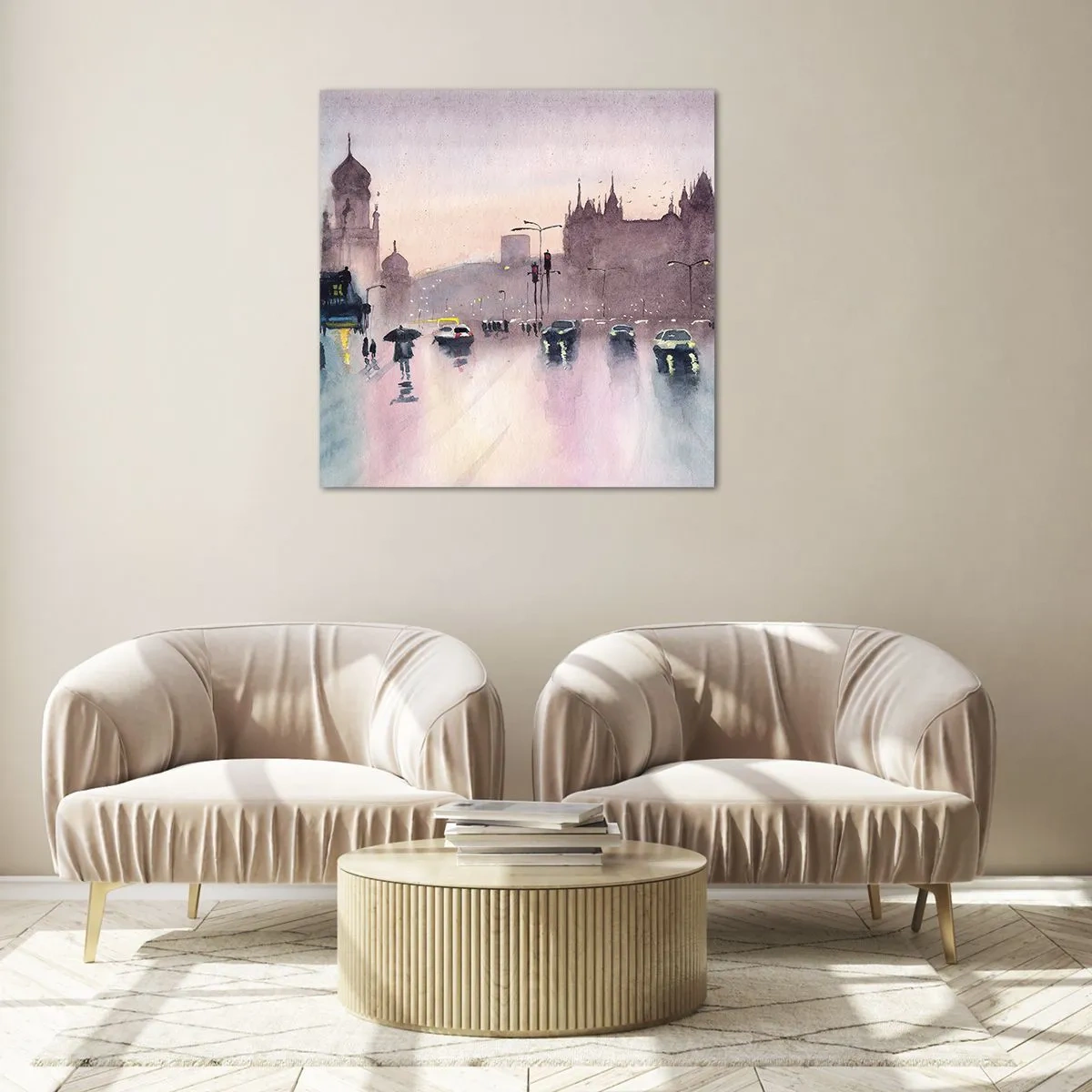 Glass picture - In a Rainy Fog - 50x50 cm