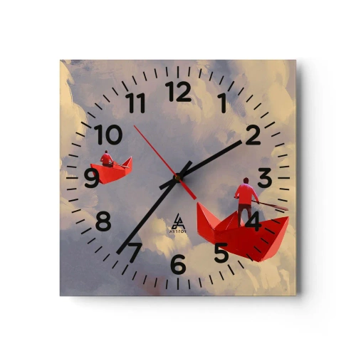 Wall clock - Clock on glass - Dream Trip - 30x30 cm