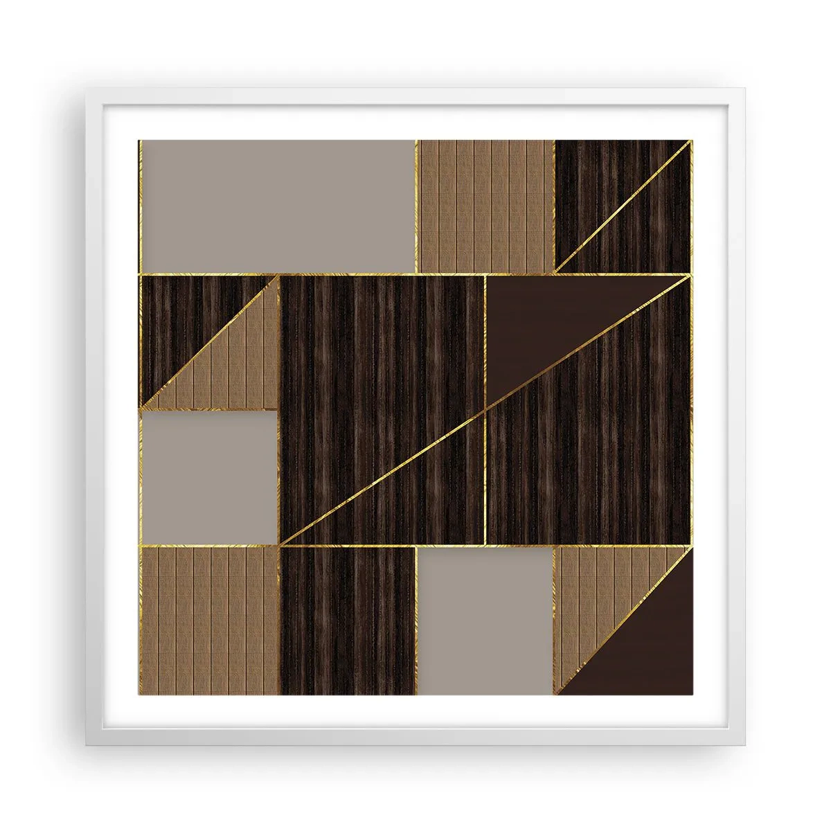 Poster in white frmae - Mosaic of Brown and Gold - 60x60 cm