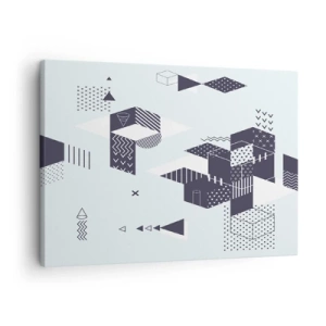 Canvas picture - Modern geometric graphics in shades of white and navy blue - 70x50cm - In the Soul of a Mathematician - Modern wall decoration for the living room and bedroom ARTTOR