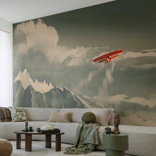 Photo Wallpaper Premium Canvas - Fearless Pioneer - Abstraction, Plane, Mountain landscape - 250x175 cm