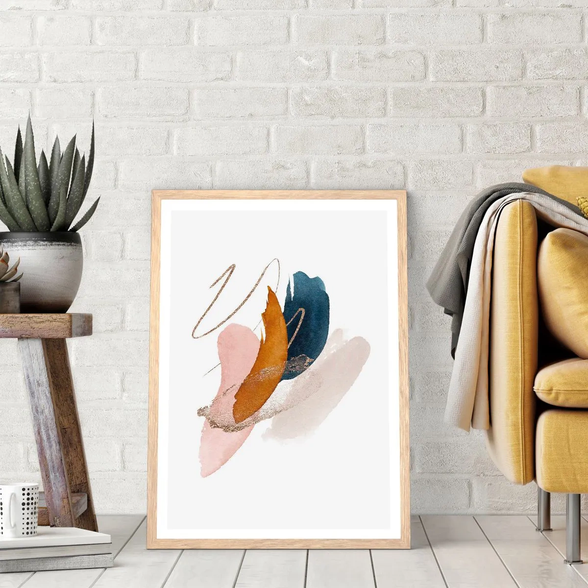 Poster in light oak frame - Composition with Wings - 30x40 cm