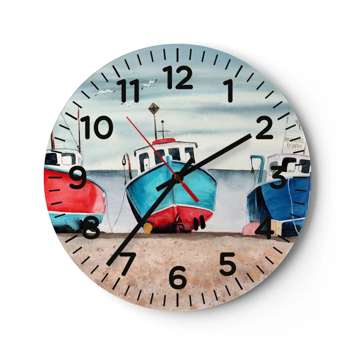Wall clock - Clock on glass - Ready for Fishing - 30x30 cm