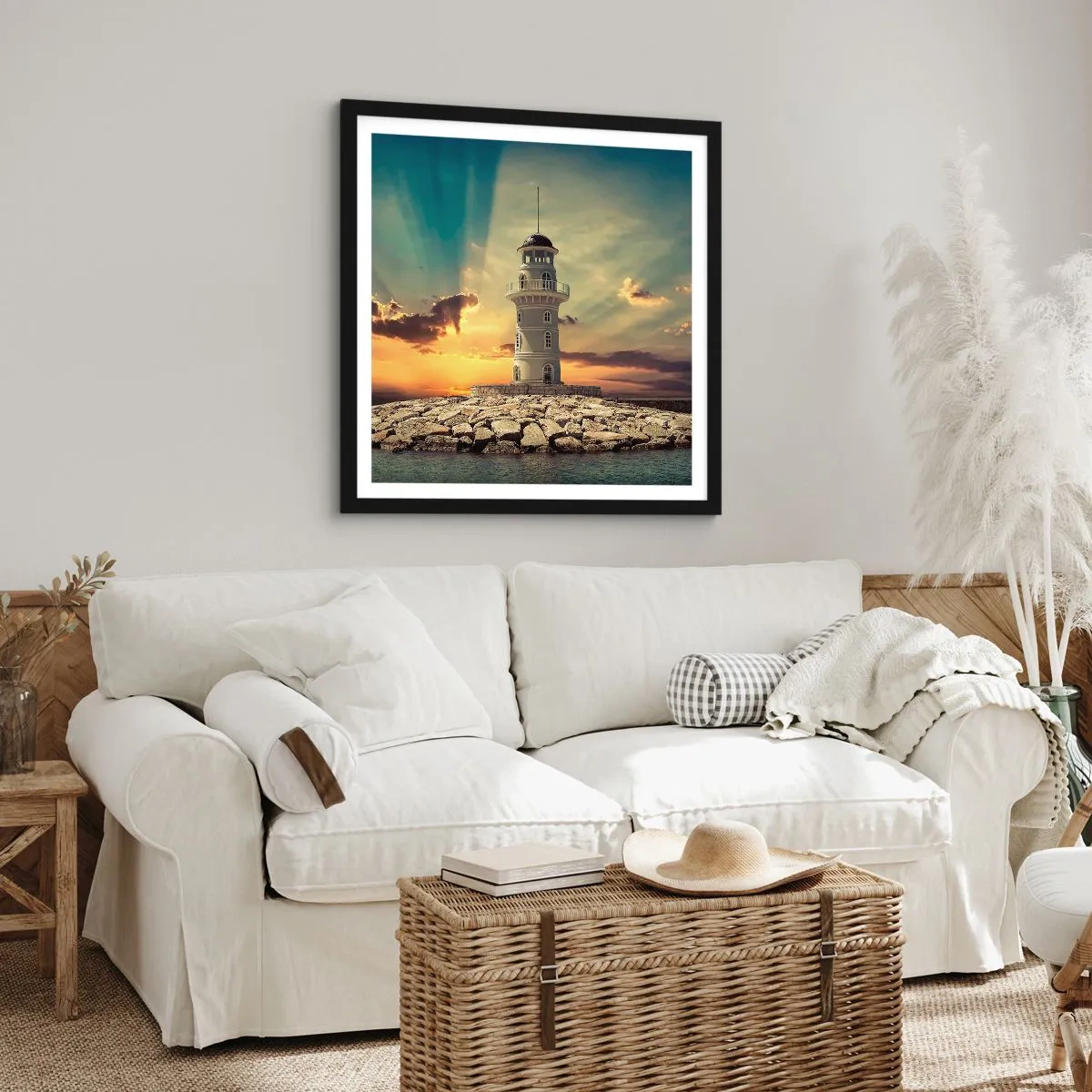 Poster in black frame - Light, Hope, Beauty - 40x40 cm