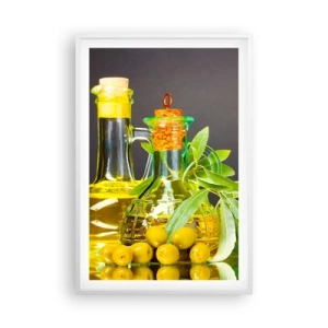 Poster in white frmae - Still Life with Olives and Olive Oil - 61x91 cm