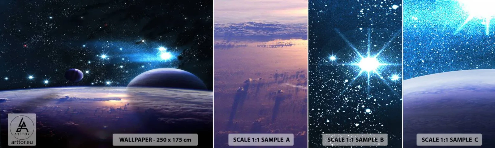 Photo Wallpaper Sample Self-Adhesive Deluxe Sticker - Still Alone? - Cosmos, Planet Earth, Universe - 100x30 cm