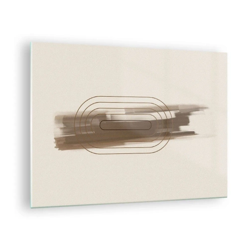 Glass picture - Abstraction in shades of brown with a minimalist pattern - 70x50cm - Blast of Grey - Modern wall decoration for the living room and bedroom ARTTOR