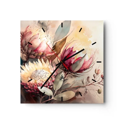 Wall clock - Clock on glass - Profile and En Face - 40x40 cm