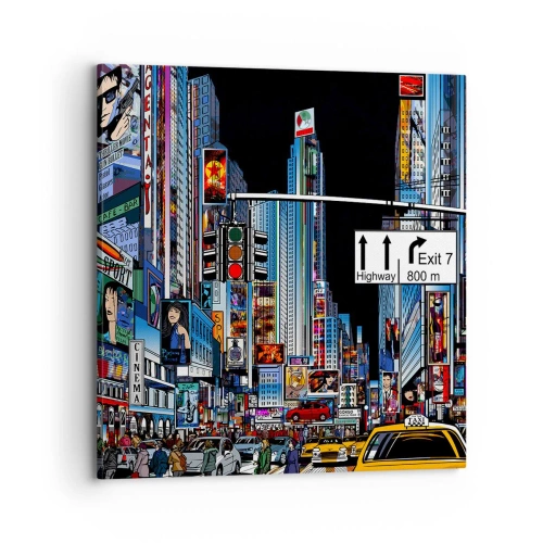 Canvas picture - Comic Night in a Big City - 70x70 cm