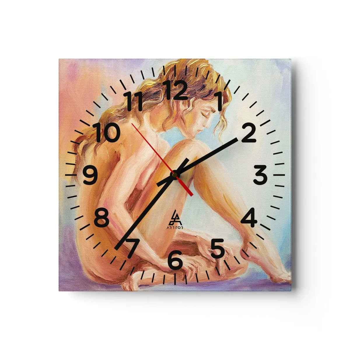 Wall clock - Clock on glass - Nude of Youth - 30x30 cm