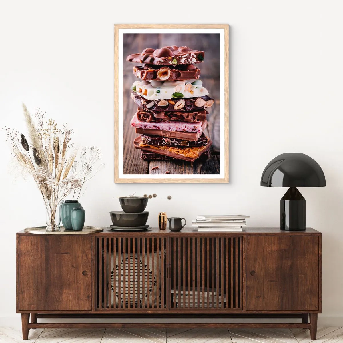 Poster in light oak frame - Delightful Prospect - 70x100 cm