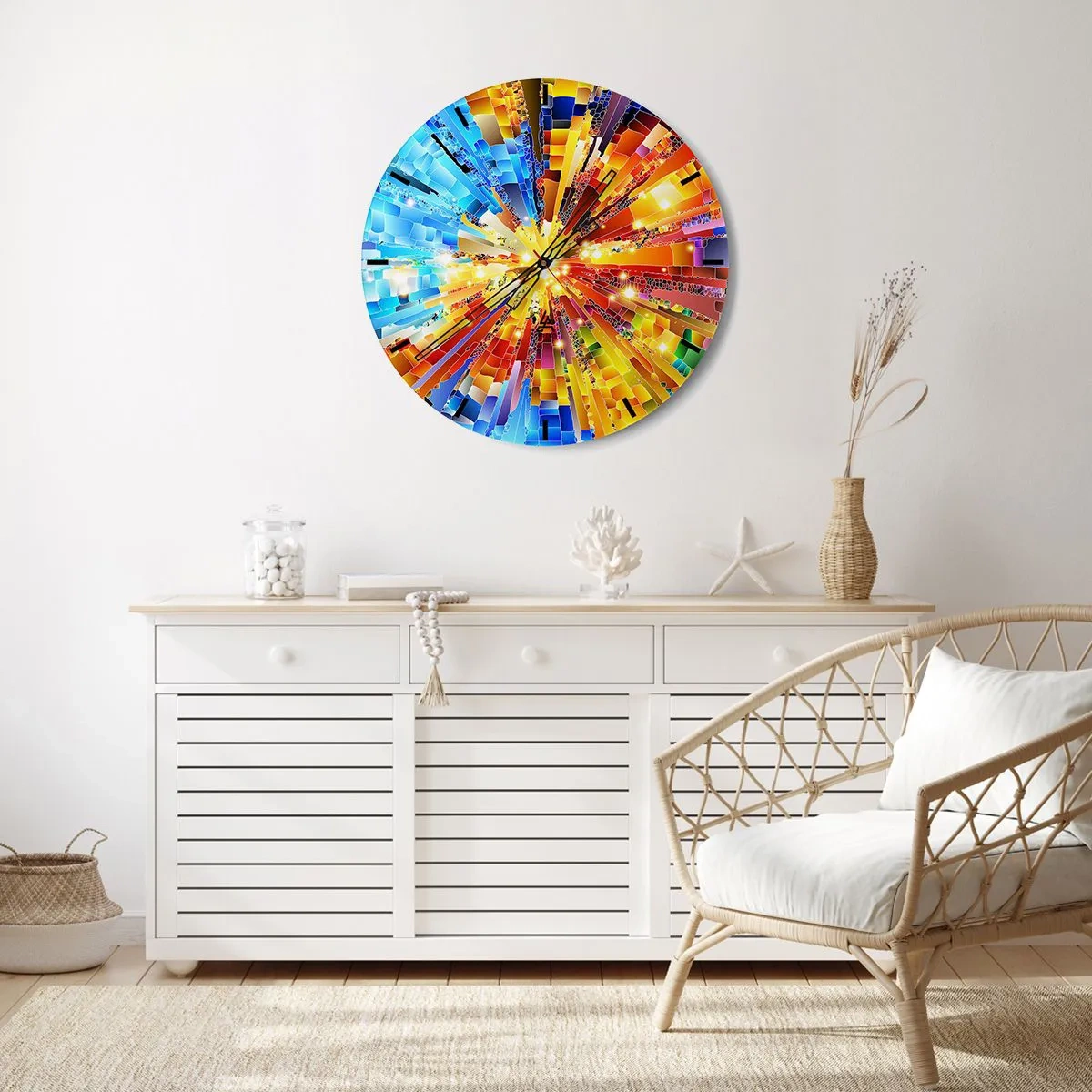 Wall clock - Clock on glass - In Medias Res - 40x40 cm