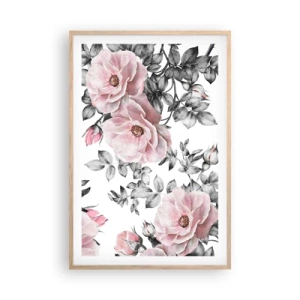 Poster in light oak frame - Getting Lost in Rose Flowers - 61x91 cm