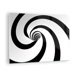 Glass picture - Hypnotic spiral pattern in black and white - 70x50cm - Let the Whirl Draw You in? - Modern wall decoration for the living room and bedroom ARTTOR