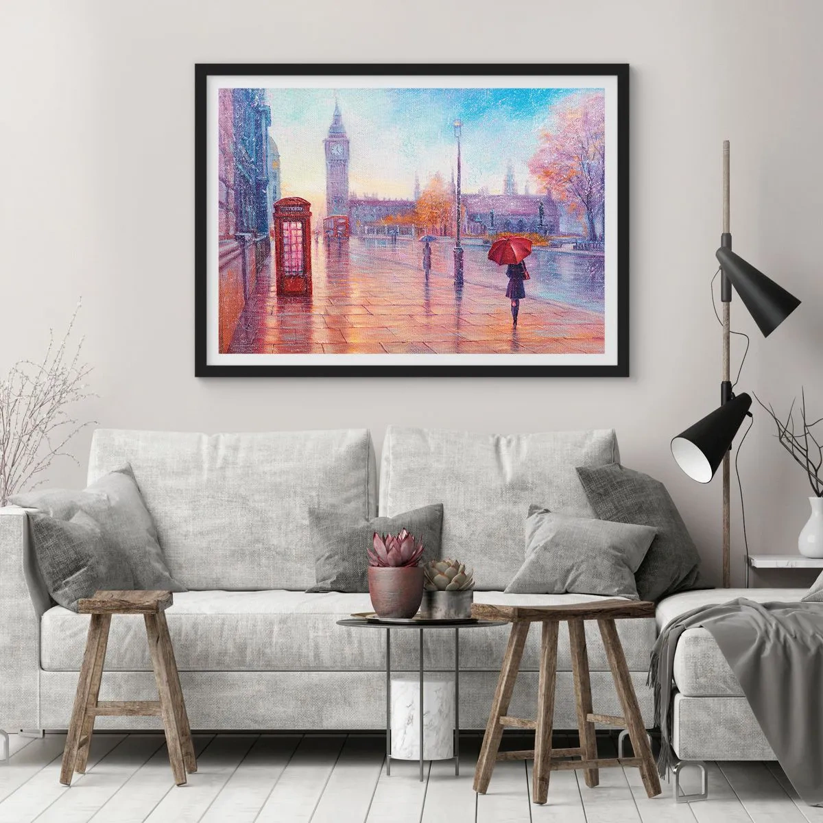 Poster in black frame - London Autumn Day - 50x40 cm