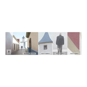 Photo Wallpaper Sample Premium Canvas - Sunny Walk - Pastel, Buildings, Architecture - 100x30 cm