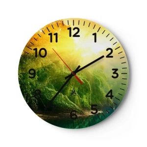 Wall clock - Clock on glass - Drowning in the Sun and Shadow - 40x40 cm