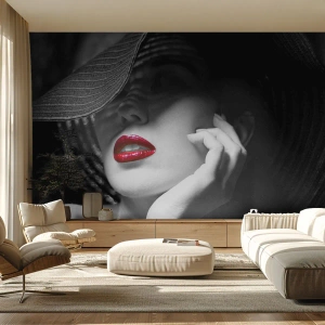 Self-Adhesive Photo Wallpaper Deluxe Sticker - Study in Scarlet - Woman, Red lips, Fashion - 400x280 cm