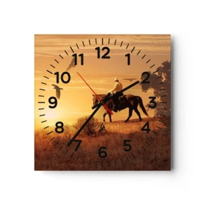 Wall clock - Clock on glass - Alone through the Prairie - 40x40 cm