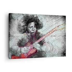 Canvas picture - Artistic portrait of a guitarist in the sketch technique - 70x50cm - On the Waves of Music - Modern wall decoration for the living room and bedroom ARTTOR