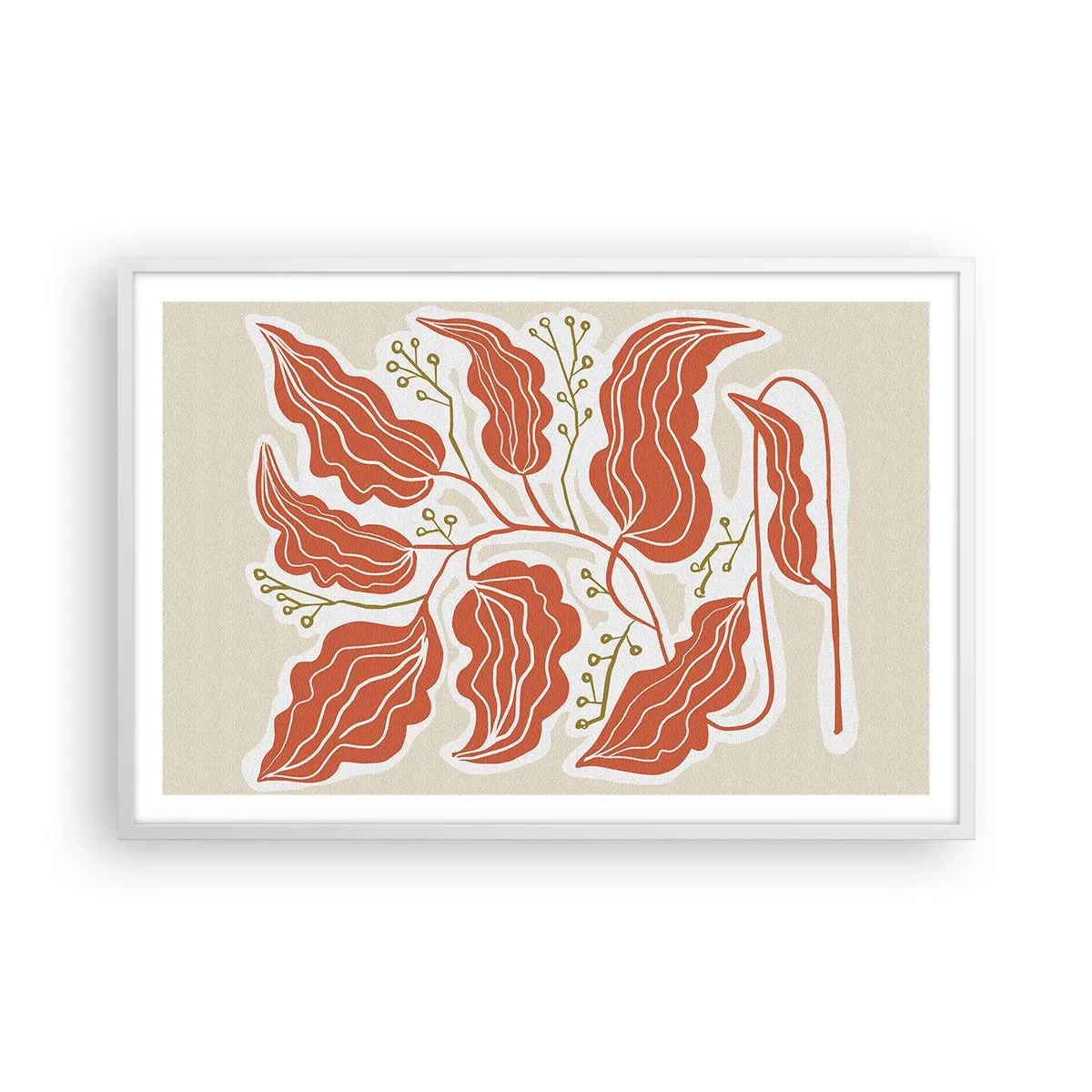 Poster in white frmae - Folk and Coral - 91x61 cm